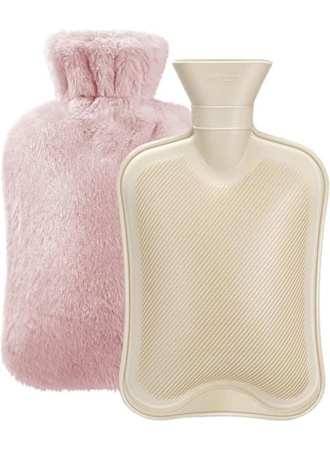 Hot Water Bottle 1.8L with Soft Faux Fur Cover, Reusable Heat Therapy for Back, Neck, Shoulders and Daily Comfort - Image 1